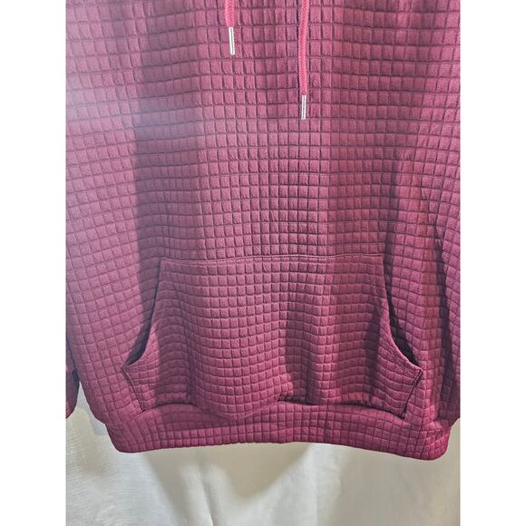Maroon Mens Hoodie Sweatshirt with Squares Size Medium - Picture 2 of 9
